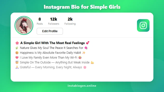 Instagram Bio for Simple Girls